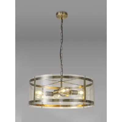 Midhurst Pendant, 4 Light E27, Antique Brass