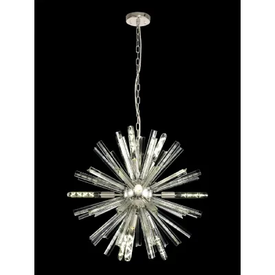 Dalston 10 Light E14, Round Pendant Polished Nickel Clear Glass
