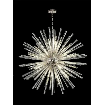 Dalston 32 Light E27, Round Pendant Polished Nickel Clear Glass, Item Weight: 30kg
