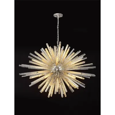 Dalston 32 Light E27, Oval Pendant Polished Nickel Champagne Glass, Item Weight: 25kg