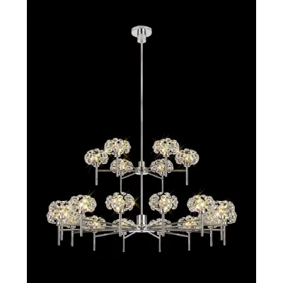 Polished Chrome Clear Crystal 2 Tier Pendant 20 Light