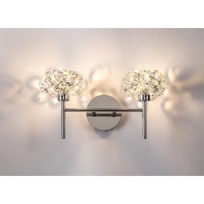 Chrome 2 Light G9 Switched Wall Lamp Crystal Shades