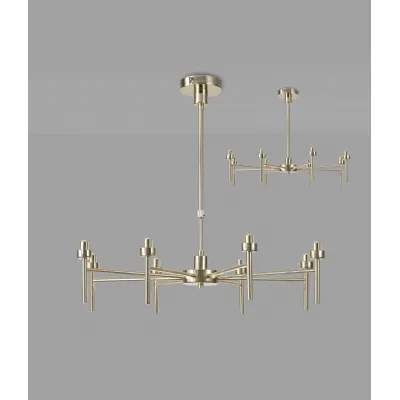 Abingdon French Gold 8 Light G9 Universal Telescopic Semi Flush, Suitable For A Vast Selection Of Glass Shades