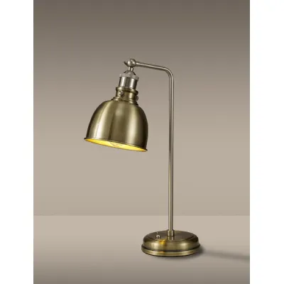 Savoy Adjustable Table Lamp, 1 x E27, Satin Nickel Antique Brass Gold