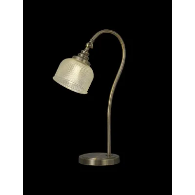 Edenbridge Table Lamp 1 Light E27 Antique Brass Prismatic Glass