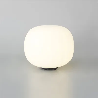 Sevenoaks Medium Oval Ball Table Lamp 1 Light E27 Matt Black Base With Frosted White Glass Globe