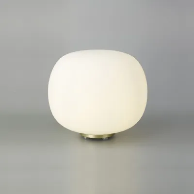 Sevenoaks Medium Oval Ball Table Lamp 1 Light E27 Satin Gold Base With Frosted White Glass Globe