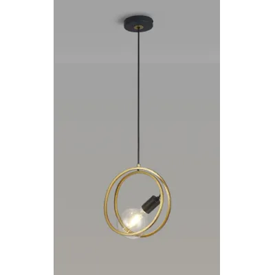 Battersea Double Ring Single Pendant, 1 Light E27, Matt Black Painted Gold, G95 120 Lamp Recommended