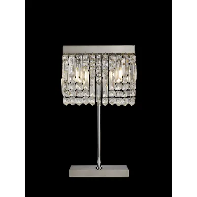 Boreham 30x10cm Rectangular Table Lamp, 2 Light E14, Polished Chrome Crystal