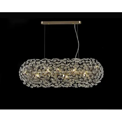 Camden Oblong Linear Pendant 10 Light G9 French Gold Crystal (28 extra sets of crystal)