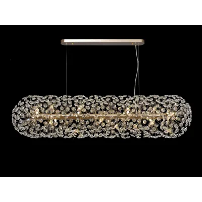 Camden Oblong Linear Pendant 14 Light G9 French Gold Crystal (44 extra sets of crystal)