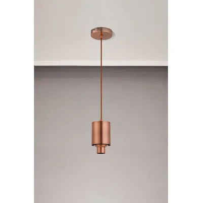 Copthorne Pendant (FRAME ONLY), 1 x E27, Antique Copper Brown Braided Cable