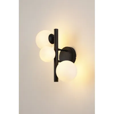 Tenterden Wall Lamp, 3 x G9, Satin Black, Opal Glass