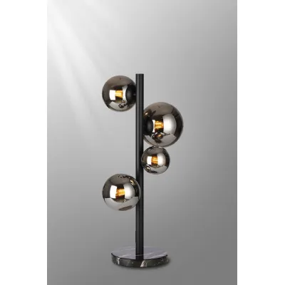 Tenterden Table Lamp, 4 x G9, Satin Black, Chrome Plated Glass