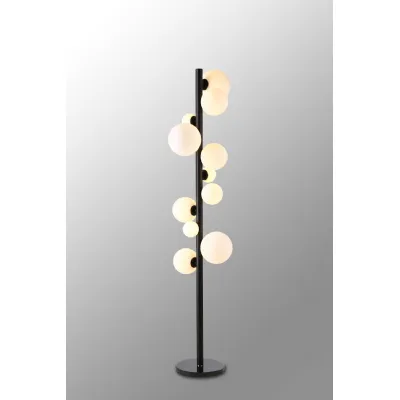 Tenterden Floor Lamp, 11 x G9, Satin Black, Opal Glass