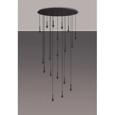 Abingdon Satin Black 19 Light G9 Universal 2m Oval Multiple Pendant, Suitable For A Vast Selection Of Glass Shades
