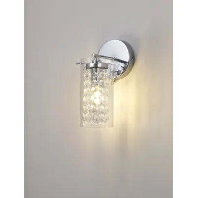 Cheshunt Wall Lamp Switched, 1 x E14, Polished Chrome Crystal Glass