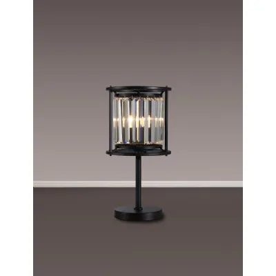 Erith Table Lamp, 1 x E27, Satin Black Clear