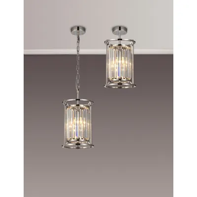 Erith Pendant, 1 x E27, Polished Nickel Clear