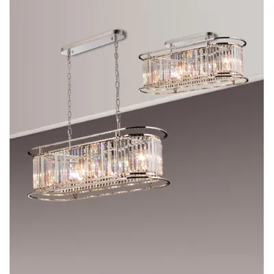 Erith Oval Pendant, 7 x E14, Polished Nickel Clear