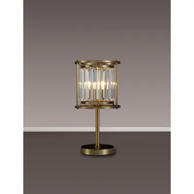 Erith Table Lamp, 1x E27, Antique Brass Clear