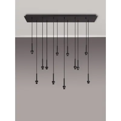 Abingdon Satin Black 12 Light G9 Universal 2m Linear Pendant, Suitable For A Vast Selection Of Glass Shades