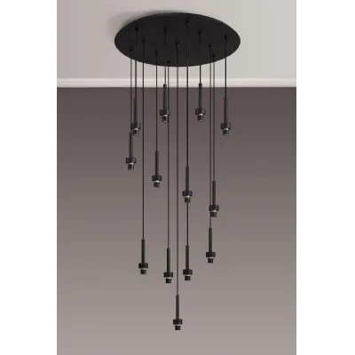 Abingdon Satin Black 13 Light G9 Universal 2.5m Round Multiple Pendant, Suitable For A Vast Selection Of Glass Shades