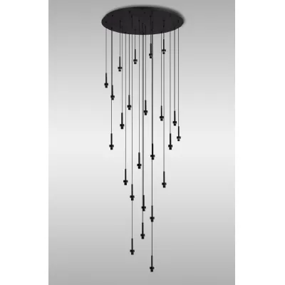 Abingdon Satin Black 24 Light G9 Universal 5m Round Multiple Pendant, Suitable For A Vast Selection Of Glass Shades, Item Weight: 15.6kg