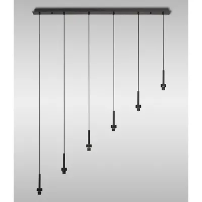 Abingdon Satin Black 6 Light G9 Universal 2m Linear Pendant, Suitable For A Vast Selection Of Glass Shades