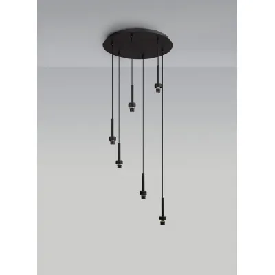 Abingdon Satin Black 6 Light G9 Universal 2.5m Round Multiple Pendant, Suitable For A Vast Selection Of Glass Shades