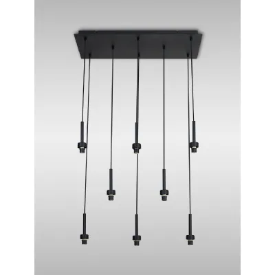 Abingdon Satin Black 8 Light G9 Universal 2m Rectangle Multiple Pendant, Suitable For A Vast Selection Of Glass Shades