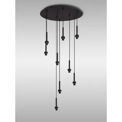 Abingdon Satin Black 9 Light G9 Universal 2.5m Round Multiple Pendant, Suitable For A Vast Selection Of Glass Shades