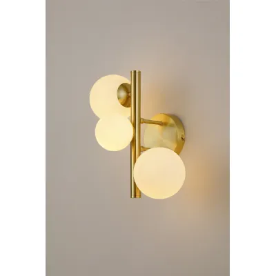 Tenterden Wall Lamp, 3 x G9, Satin Gold, Opal Glass