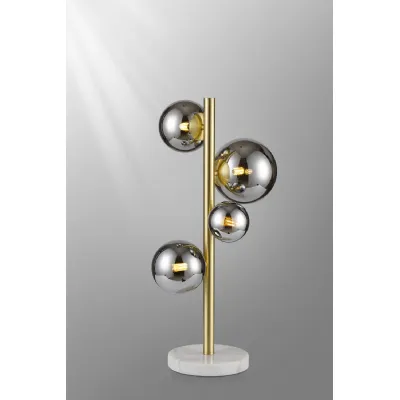 Tenterden Table Lamp, 4 x G9, Satin Gold, Chrome Plated Glass