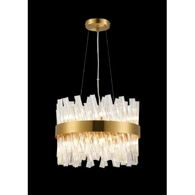 Brass Clear 40cm Round Pendant Light 10 G9 Lamp Holders