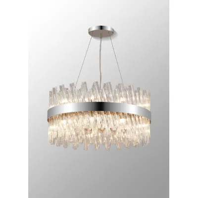 Polished Nickel Clear 60cm Pendant Light 18 G9 Lamp Holders