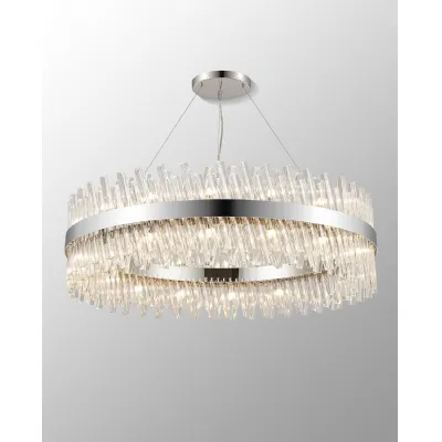 Brighton 1m 32 Light G9, Pendant Round, Polished Nickel Clear Item Weight: 29.51kg