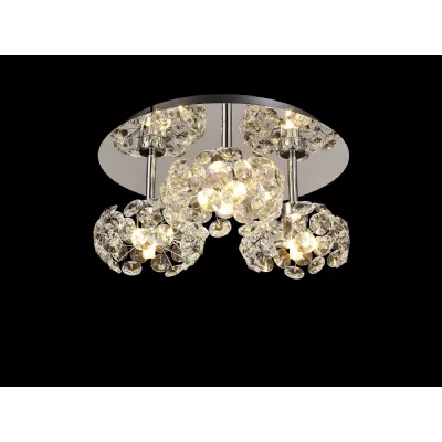 Camden Round 3 Light G9 35cm Flush Light With Polished Chrome And Crystal Shade