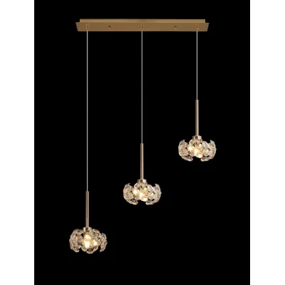 Camden 3 Light G9 2m Linear Pendant With French Gold And Crystal Shade