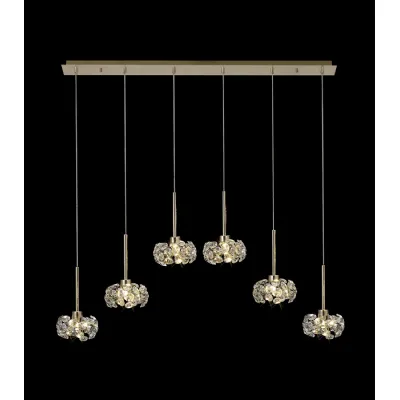 Camden 6 Light G9 2m Linear Pendant With French Gold And Crystal Shade