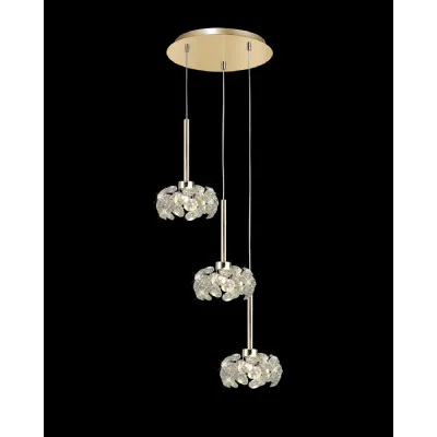 Camden 3 Light G9 2m Round Pendant With French Gold And Crystal Shade