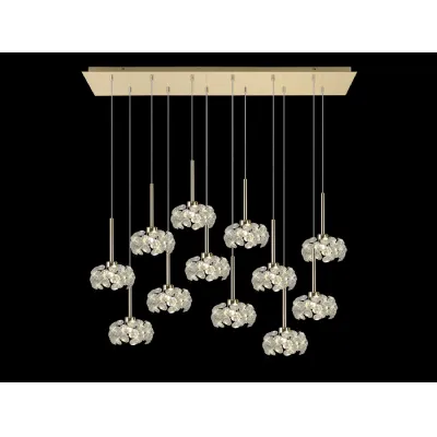 Camden 12 Light G9 2m Linear Pendant With French Gold And Crystal Shade