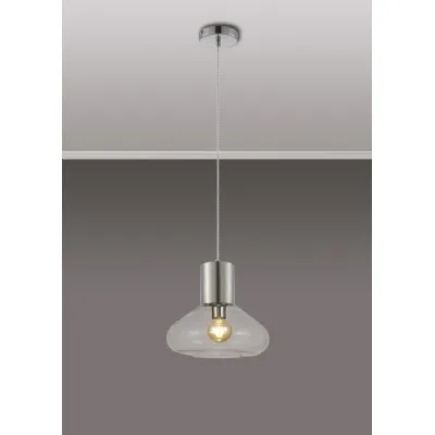 Copthorne Wide Pendant, 1 x E27, Satin Nickel Clear Glass