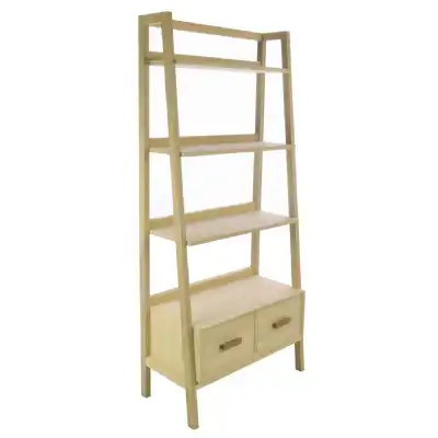 Light Wood Open Display Shelving Unit with 2 Base Drawers