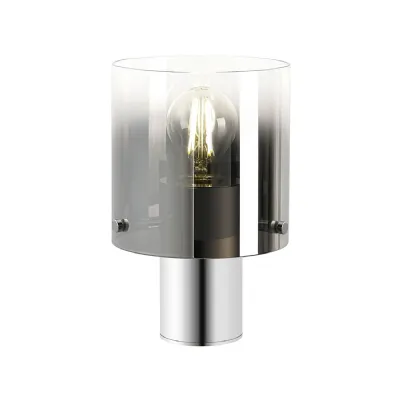 Blake Table Lamp, 1 Light Table Lamp E27, Polished Nickel Black Smoke Fade Glass