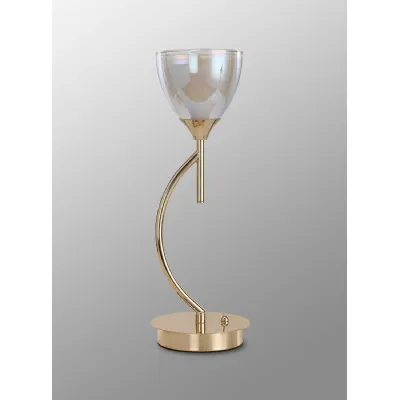 Idella Vertical Table Lamp With Curved Cone Glass (U), 1 Light G9, French Gold Iridescent Opal (LTK1822)