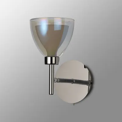 Idella Adjustable Switched Wall Lamp With Curved Cone Glass (U), 1 Light G9, Polished Chrome Iridescent Opal (LTK1870)