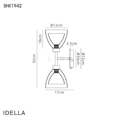 Idella Switched Up Down Wall Lamp With Curved Cone Glass (U), 2 Light G9, Satin Black Iridescent Opal (LTK1942)