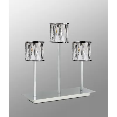 Idella 3 Light Rectangular Table Lamp Touch Switch, With Crystal Shade, Polished Chrome Clear (LTK2004)