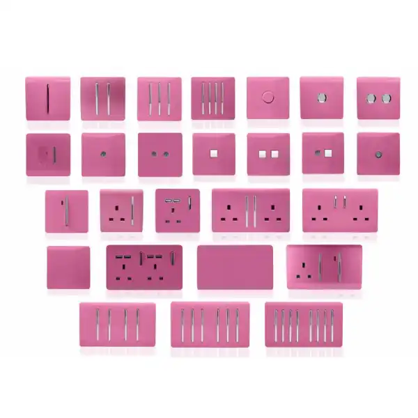 Trendi, Artistic Modern Single PC Ethernet Cat 5 And 6 Data Outlet Pink Finish, BRITISH MADE, (35mm Back Box Required), 5yrs Warranty